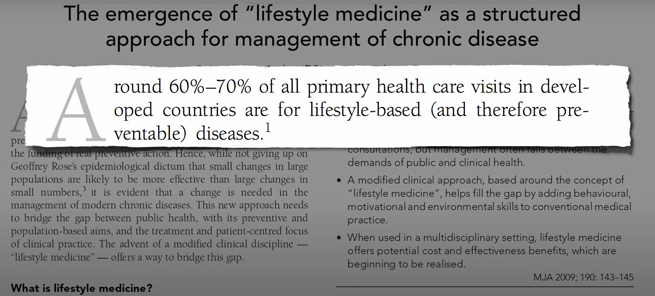 Lifestyle Medicine: Treating the Causes of Disease